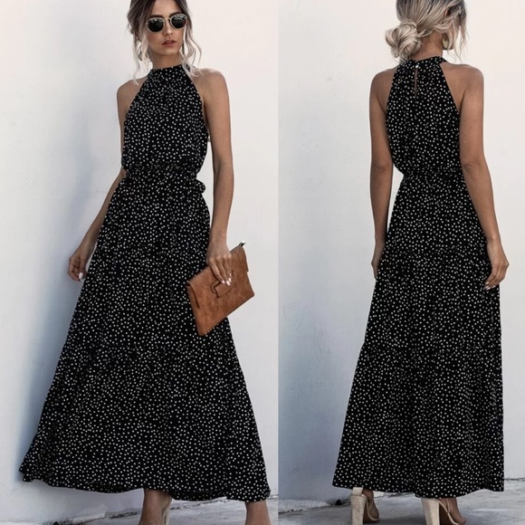 Boho gypsy dot halter maxi dress - Picture 2 of 3